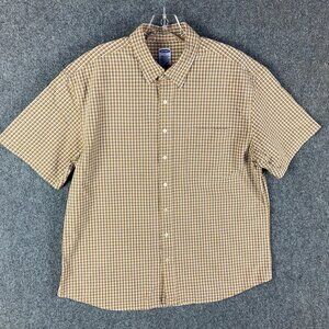 Old Navy Shirt Men's Extra Large Button Up Short Sleeve Tartan 100% Cotton XL